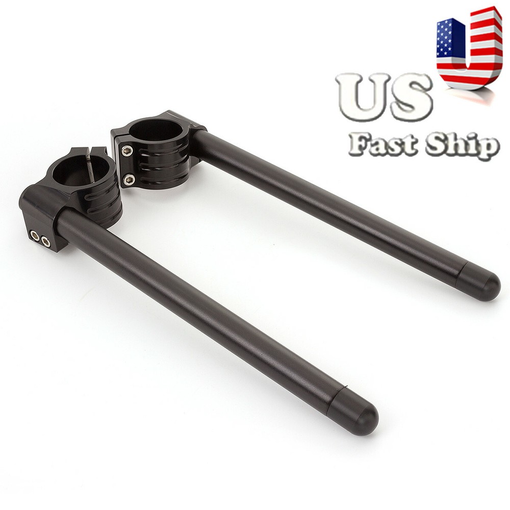 US Ship Universal Regular 50mm Clip Ons clipon Fork Handle Bars Handlebar Black