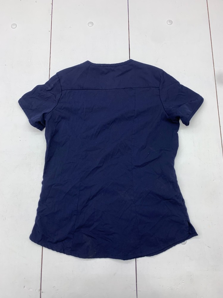 Adar Womens Navy Blue Short Sleeve Scrub Top Size Small