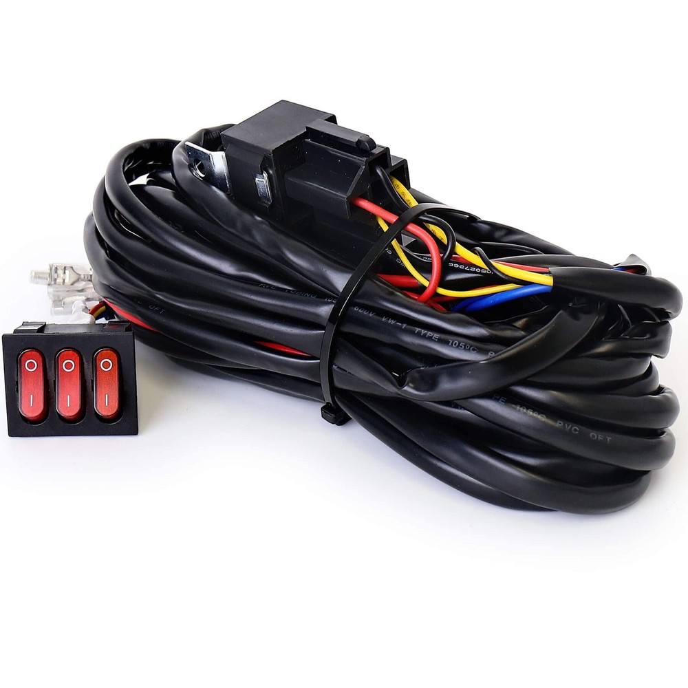 12V 4 Wire LED Side Shooter Pods Wiring Harness Kit with 3 On/Off Switches fo...