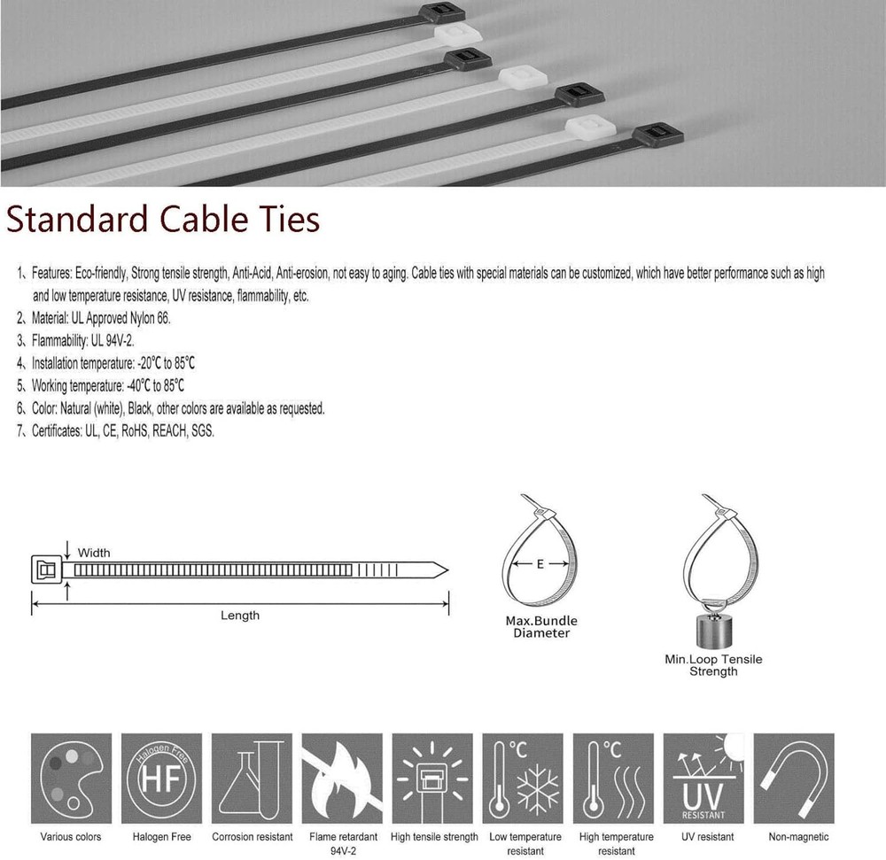 300PCS Nylon Cable Ties Assorted 4-8", LANGTSA