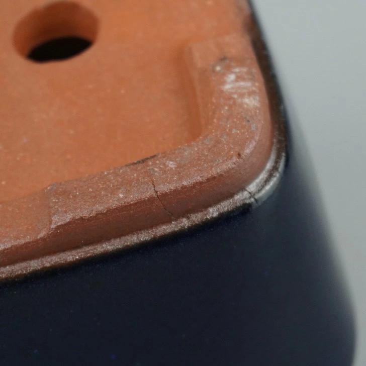 Used Bonsai Pot Yozan Eimei – Rectangular, Lapis Glaze, 15.2cm (6in) Long