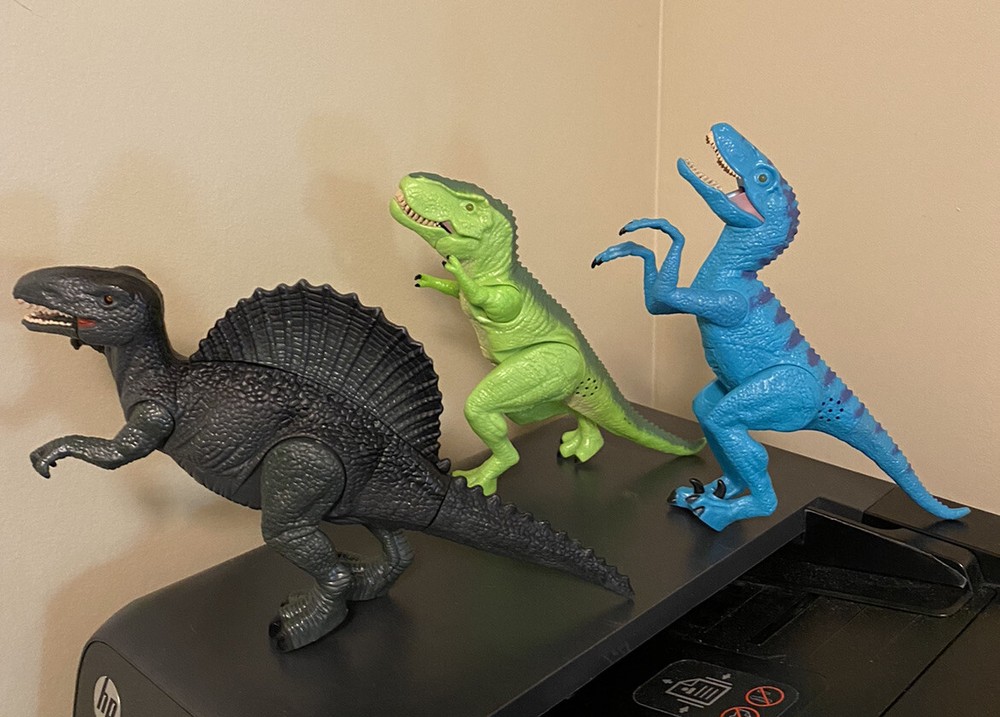 3 dinosaurs green and gray lights and sounds blue doesn’t work