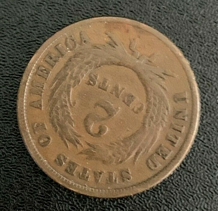1865 Two Cent 2c Piece w/ Rotated Reverse -- Nice Type Coin