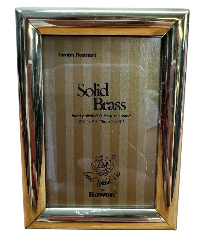 Vintage Solid Brass Lacquer Coated 3.5” x 2.5” Frame by Bowen