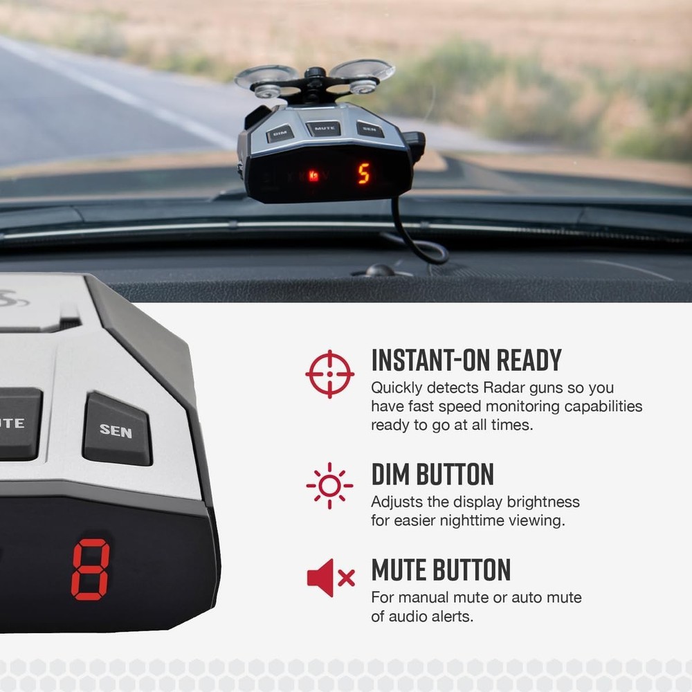 Cobra RAD 350 Laser Radar Detector - Long Range, False Alert Filter, OLED Displa