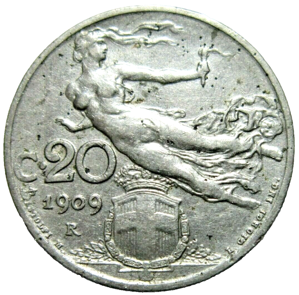 ITALY. 20 CENTESIMI, 1909 R.