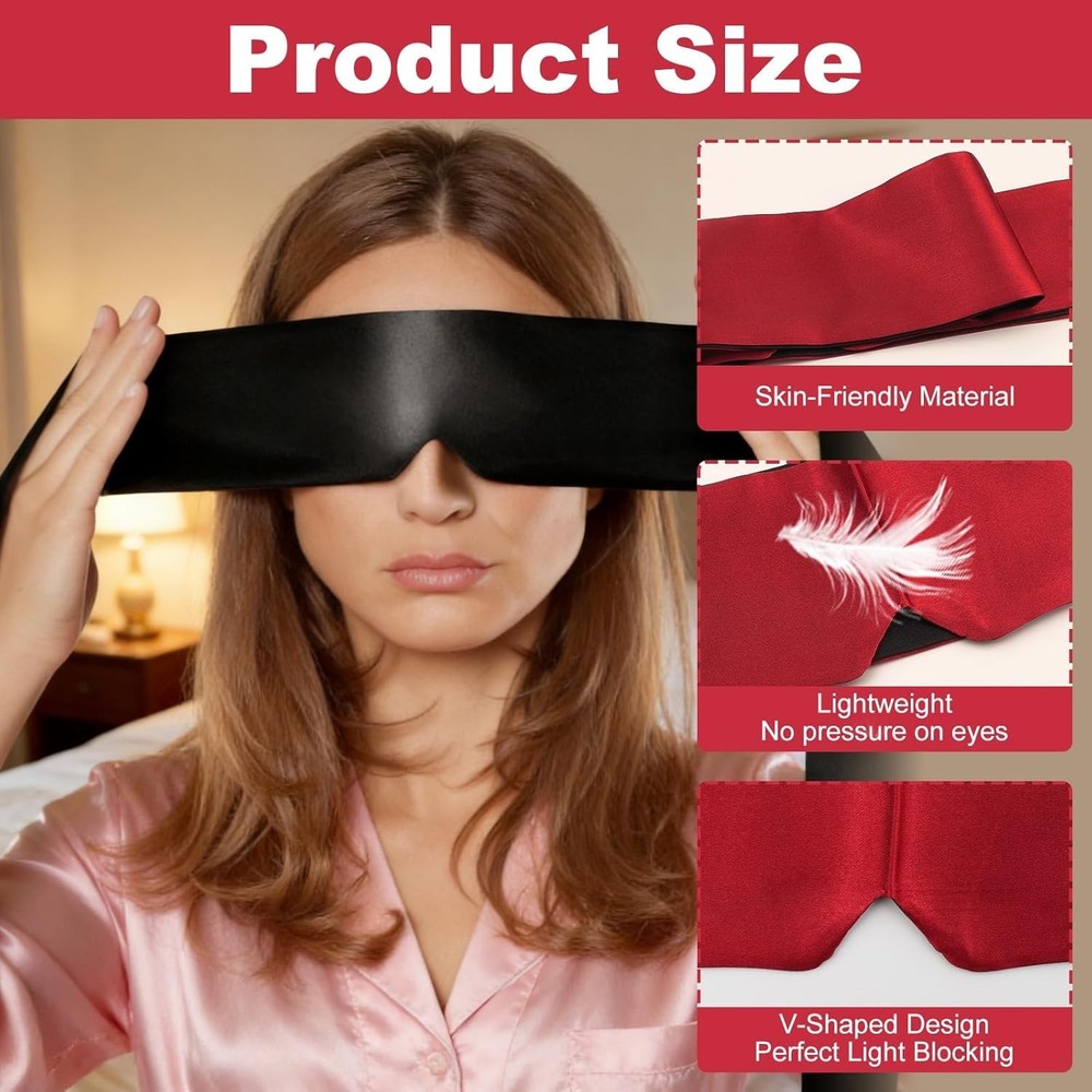 5 Pcs Blindfold for Adults Couples, Soft Imitated Silk Sleep Mask, Adjustable...