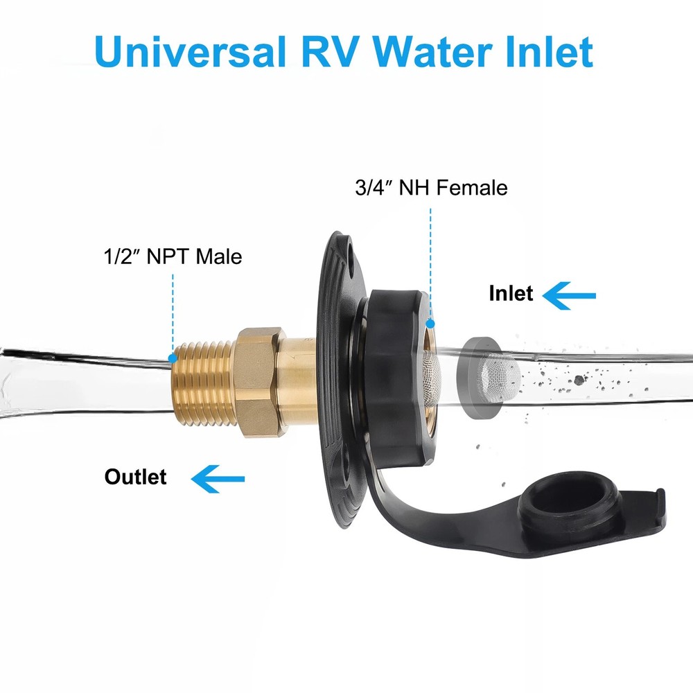 For RV city water inlet connection with check valve flange brass hose fitting