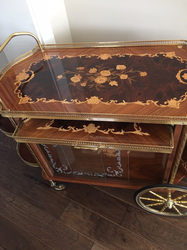 ITALIAN MOBILE BAR WITH STORAGE & SERVING TREY