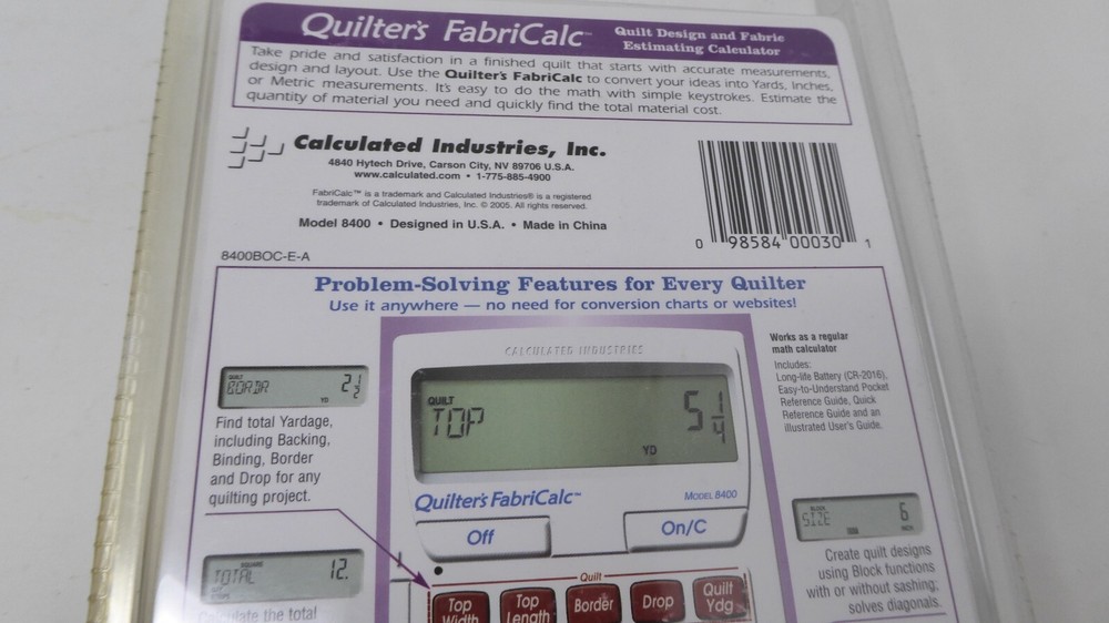 Quilter’s FabriCalc Quilt Design & Fabric Estimator NEW *READ DESCRIPTION*