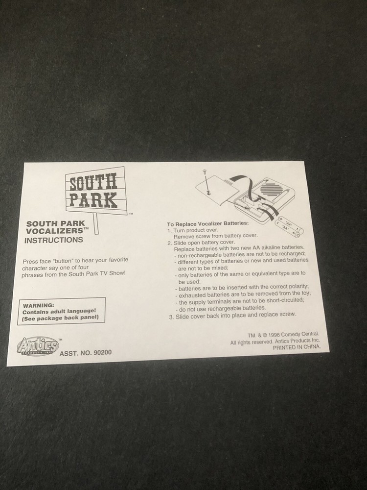 south park vocalizer instructions Insert