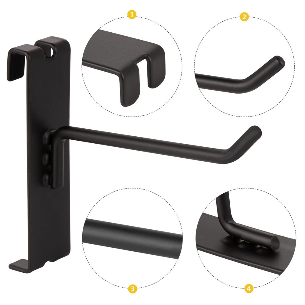 4" Heavy Duty Black Gridwall Panel Hooks Pack Of