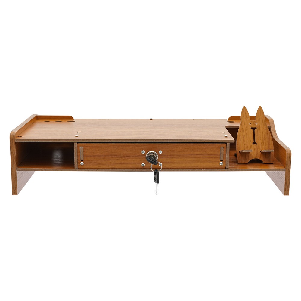 Monitor Stand Riser, Computer Laptop Riser Shelf with Lockable Organizer Drawers