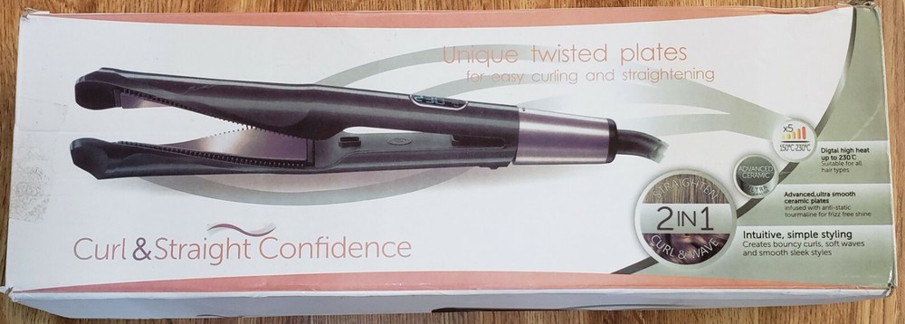 Curl & Straight Confidence Curl Flat Iron Unique 2 in 1 Twisted Ceramic Plates