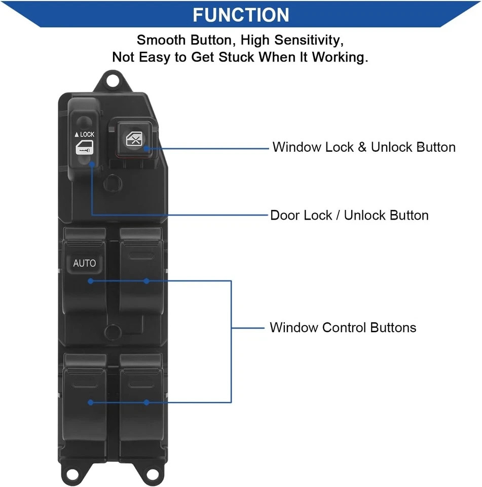 Window Switch - Front Left Driver Side Power Control Button - Compatible with 97