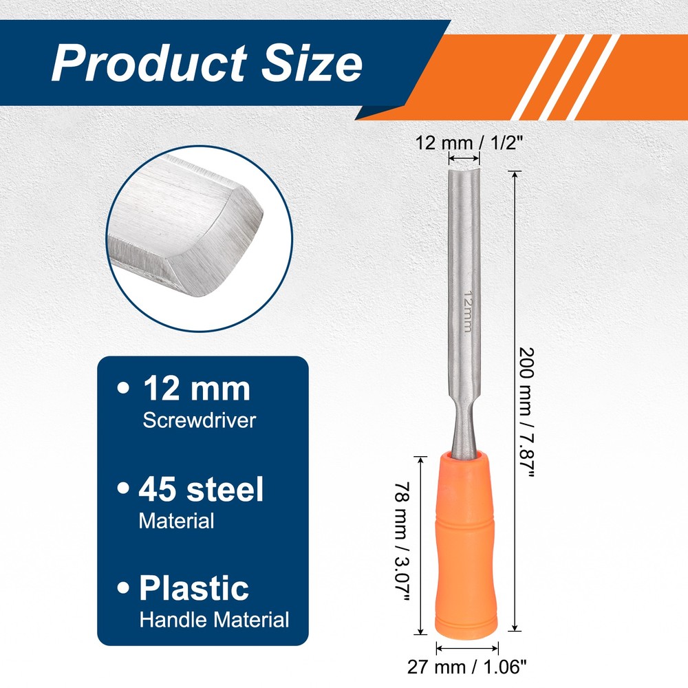 2pcs Wood Chisel 1/2" Inner Beveled Edge Blade Flat Chisel with Handle