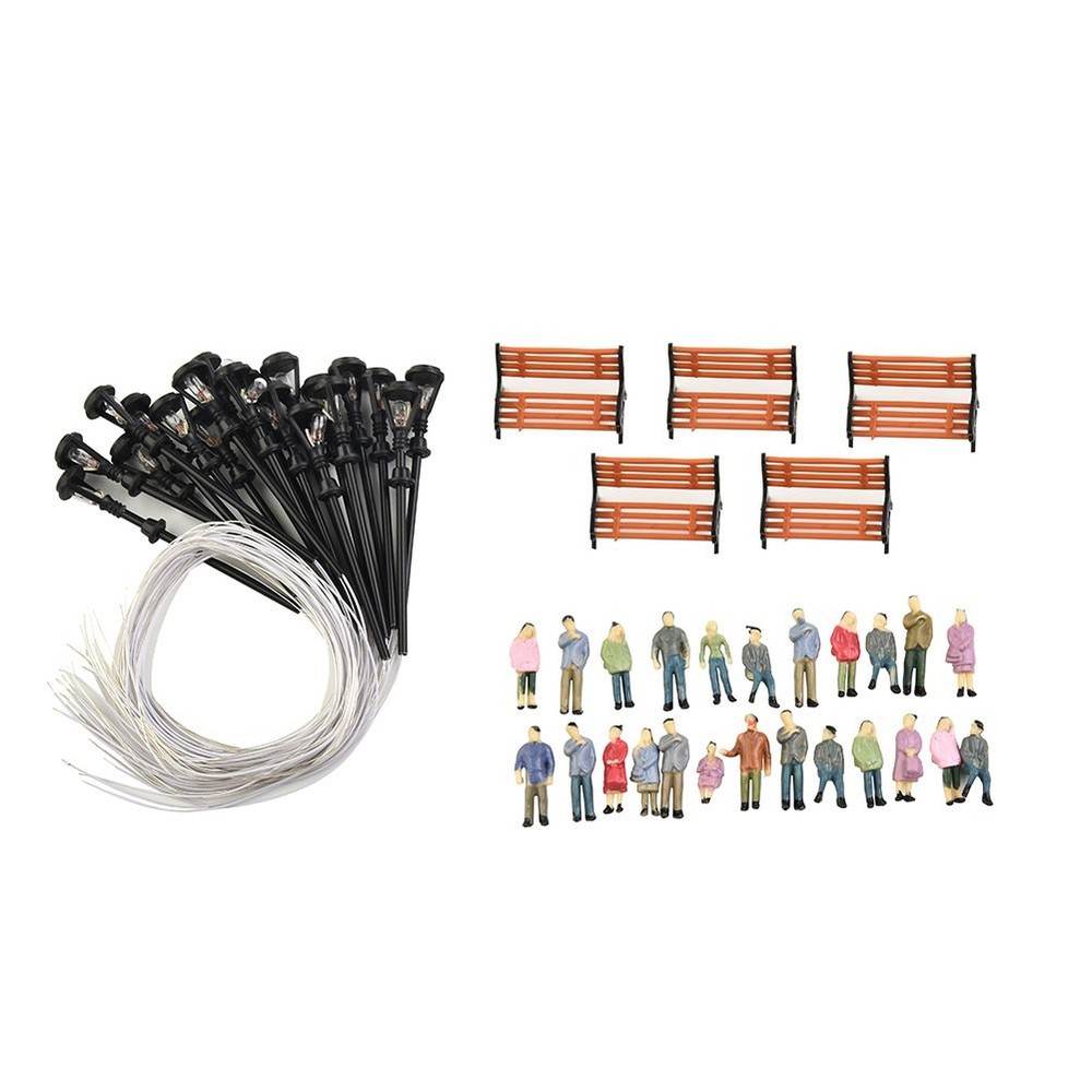 49 Pack Painted People Figures Lamp Post Lamp Post Painted Model People Figures