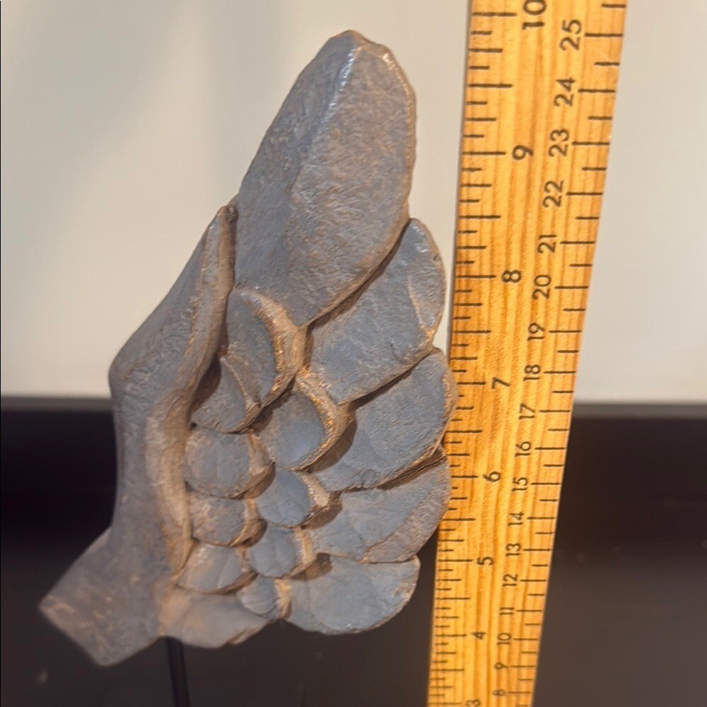 Hand Carved Wood Angle Wing Sculpture