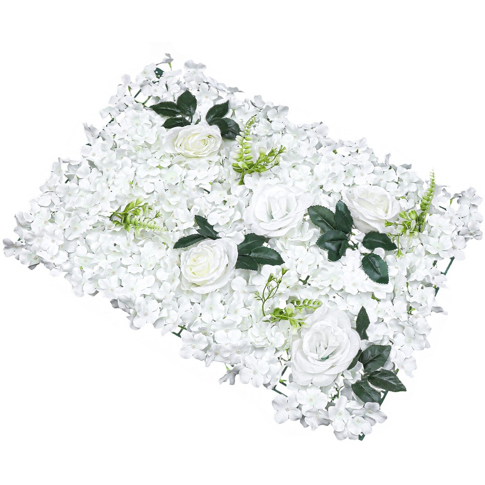 6 Pcs Hydrangea Rose Flower Wall Panel Wedding Party Backdrop Home Decor White