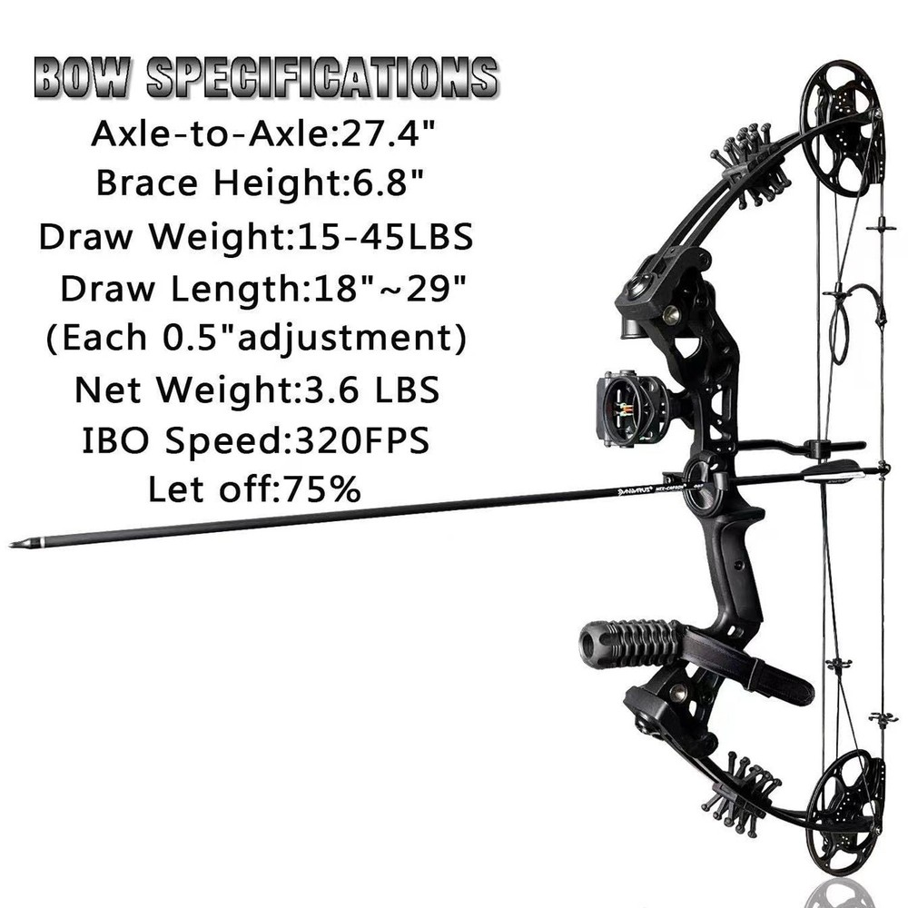 Compound Bow Set 15-45lbs for Pull Beginner and Teens Right Handed Adjustable...