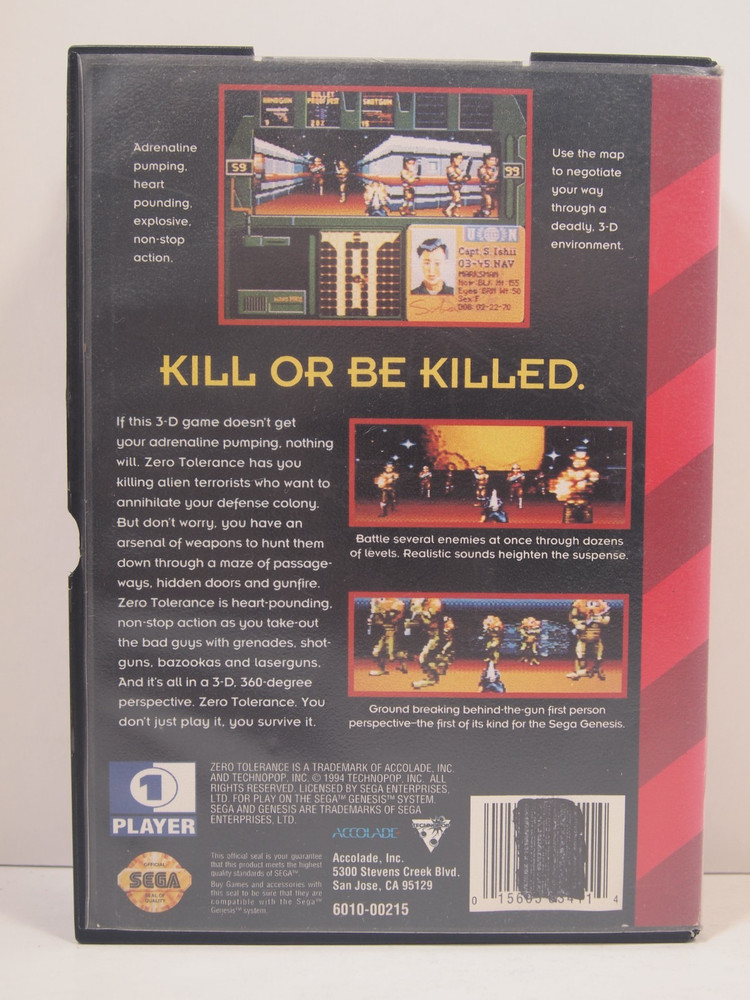 Zero Tolerance Case (SEGA Genesis) Authentic BOX ONLY
