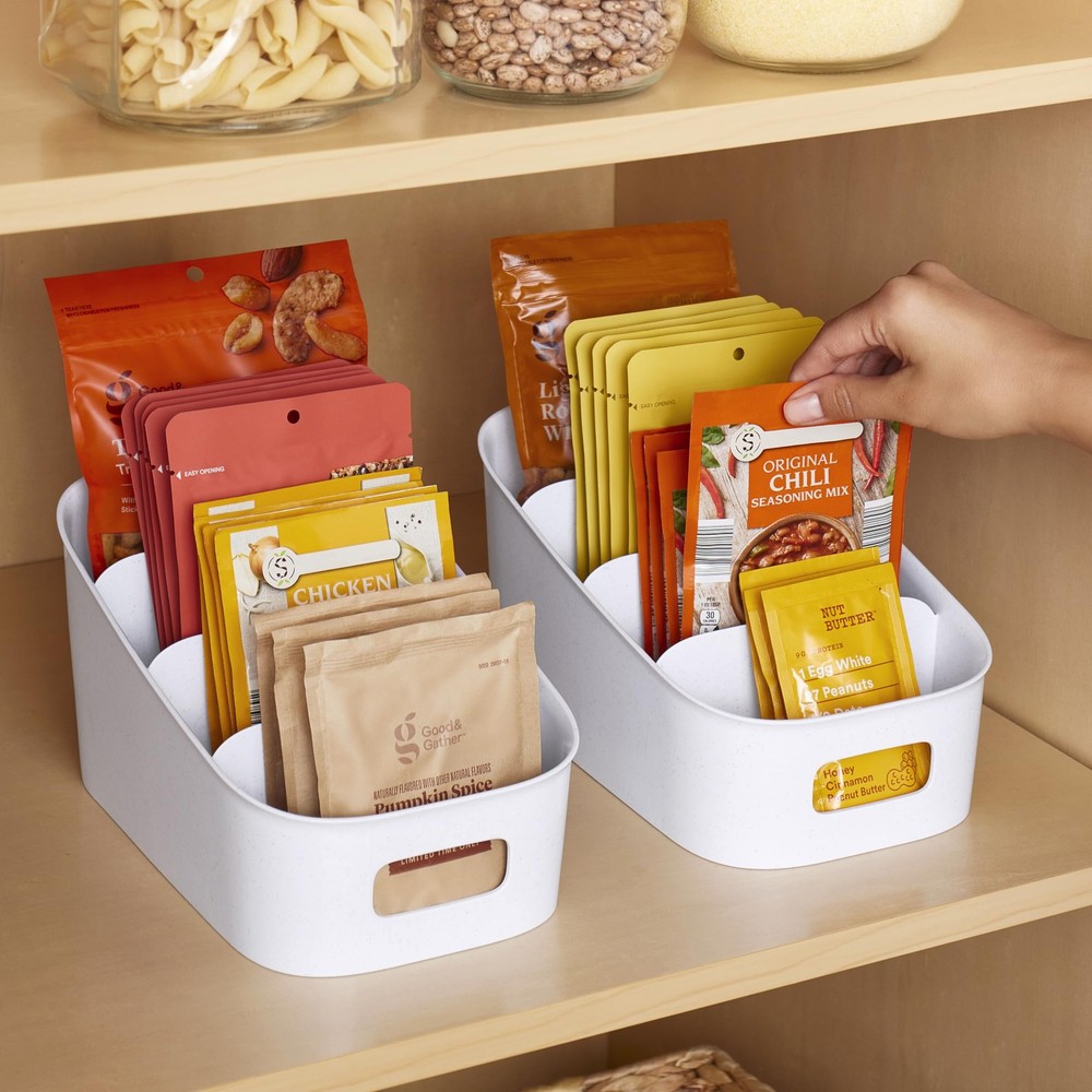 YouCopia ShelfBin Packet Organizer, Tiered Speckled White