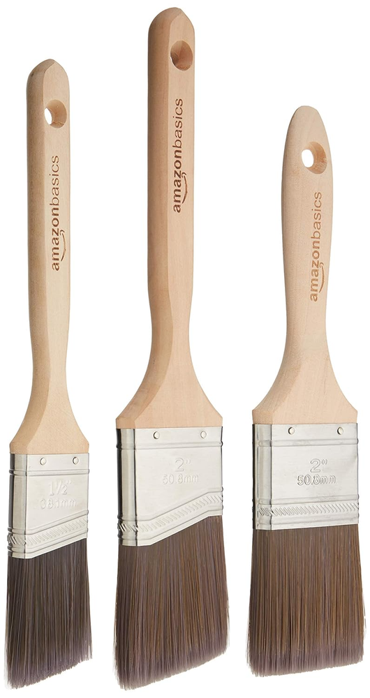 Amazon Basics Master Pro Paint Brush Set Wood Handle - 3 Sized Brushes