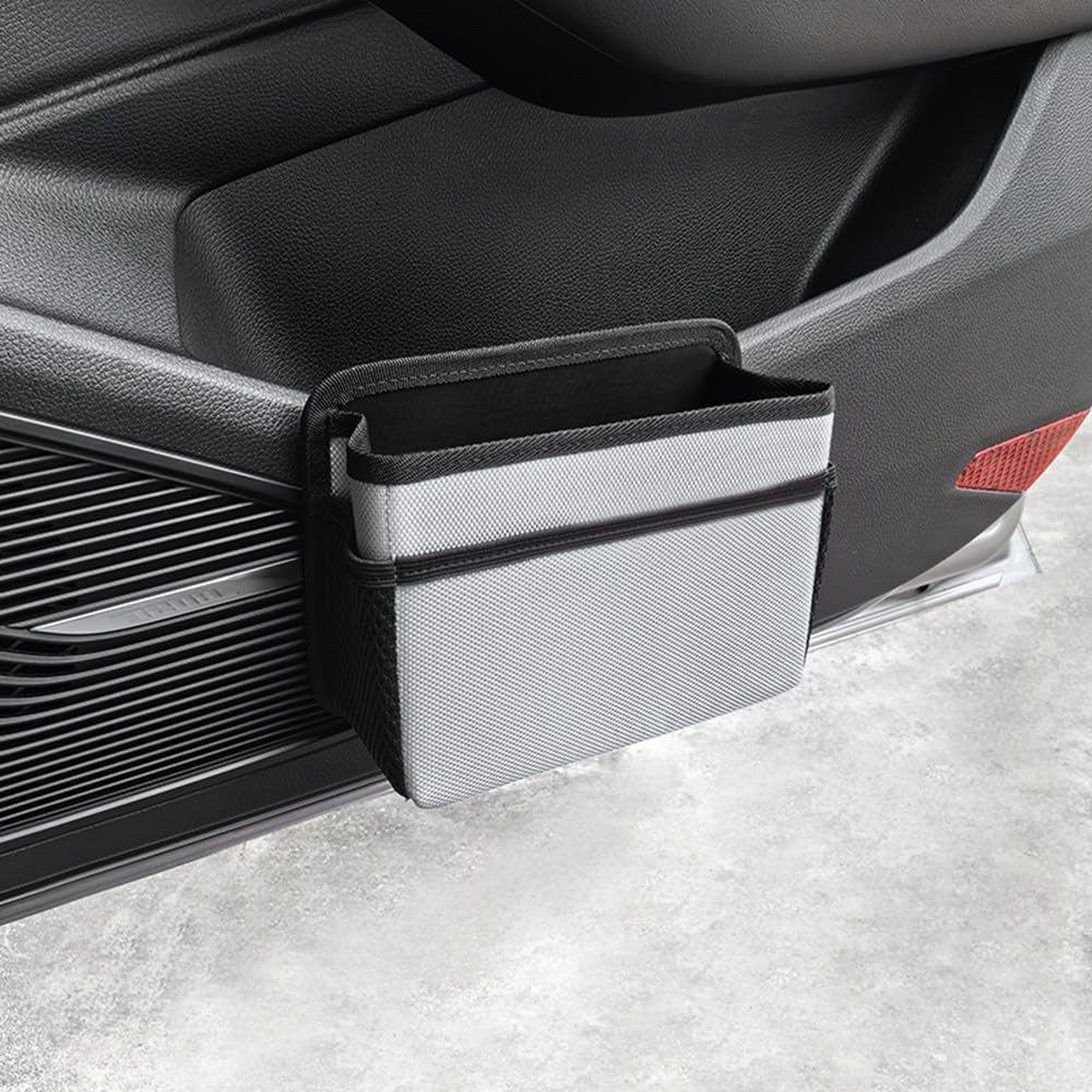 Car Trash Can, Foldable Multifunctional Hanging Storage Box Trash Can grey