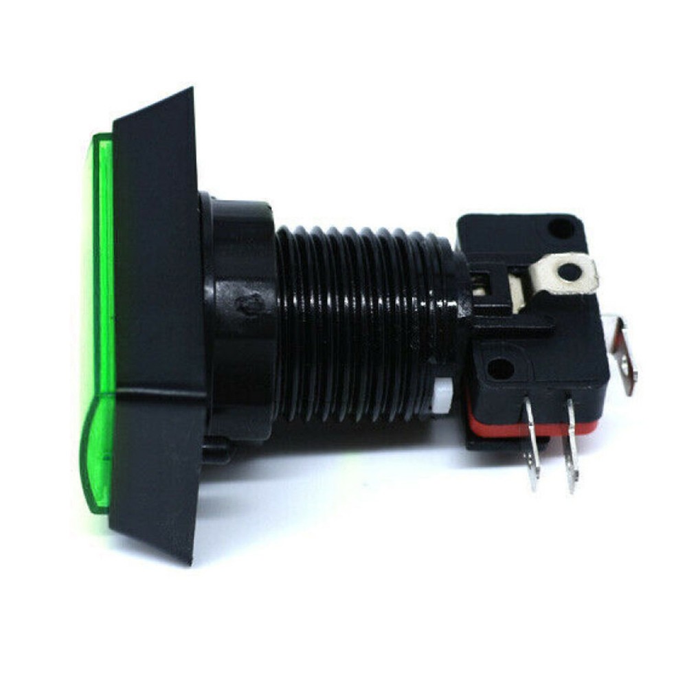 1Pc Green Arcade Square Rectangle Buttons LED Push Illumilated With Microswitch