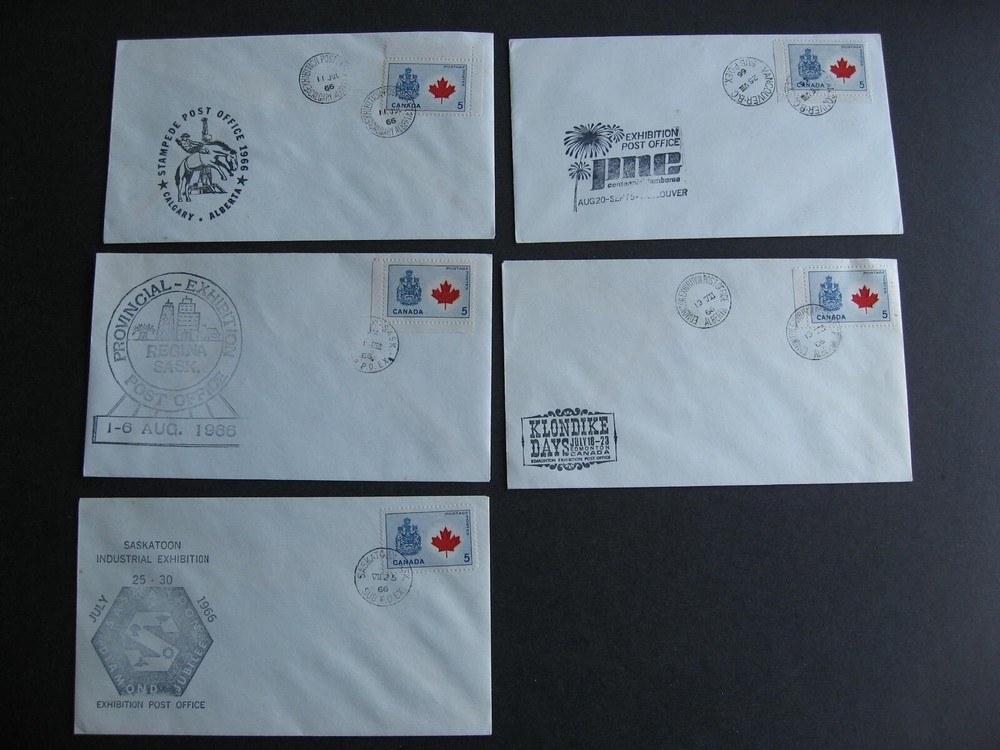 Canada exhibition covers 5 different from 1966 some malformed leaf varieties