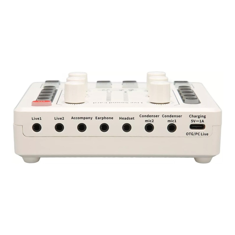 M8 Sound Card Live Streaming Interface External USB Live Broadcast Mic White