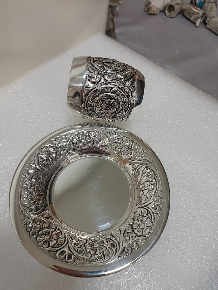 Kiddush silver plated wine cup and tray set | Cup tray set Sam Judaica