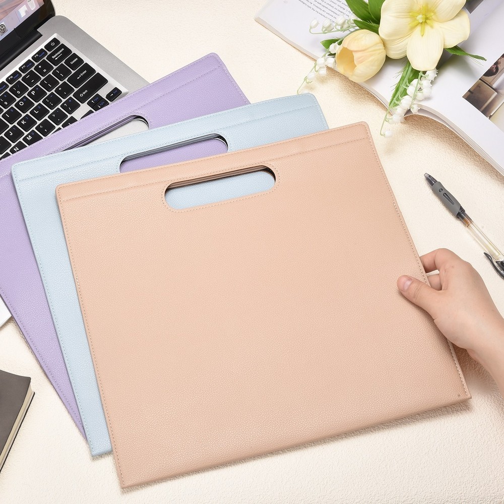 PU Leather A4 File Folder with Magnetic Closure, Green