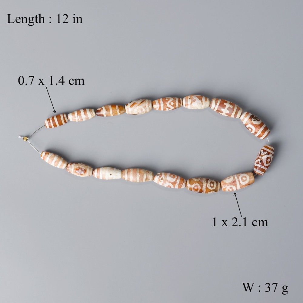 Western Asiatic Etched Carnelian Beads Necklace