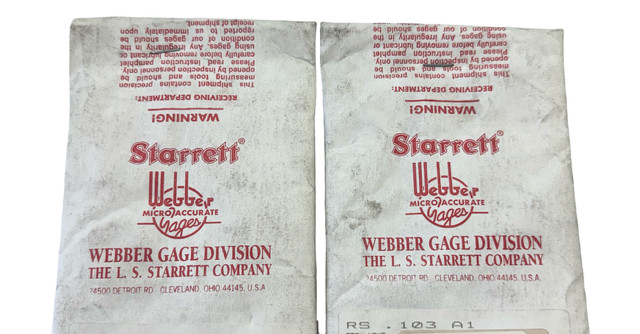 Starrett .103 Rectangular Gage Block Grade 0, 2 Pack USA Made