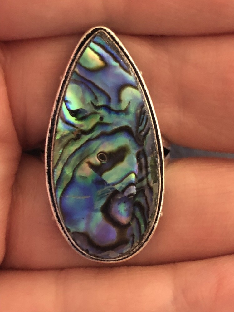 Abalone Arrow Ring Size 7.25 Shadow Bezel Artisan Made Southwest