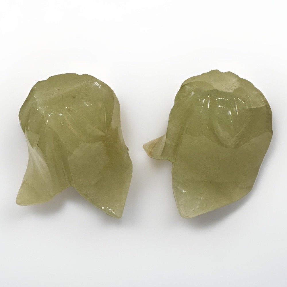2 Rose Shaped Marble Candle Holders Slag