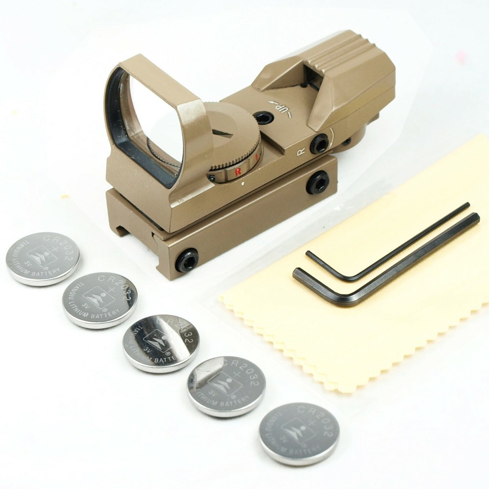 Tactical Holographic Reflex Red Green Adjustable Dot Sight with Rail Mount - Tan