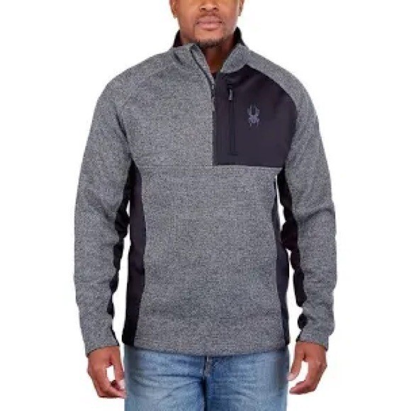 Spyder half zip sweater gait pullover gray black size large