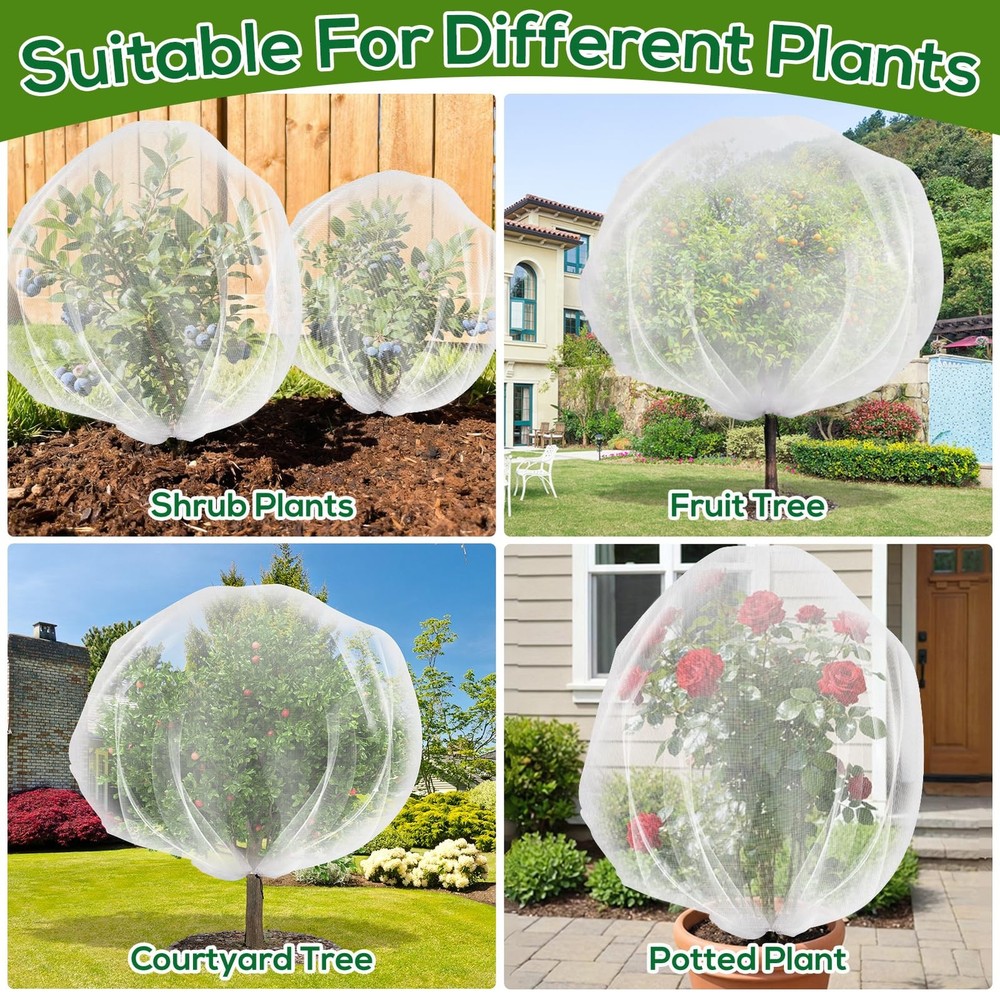 Fruit Tree Netting with Drawstring, 6.9x8.5ft 6.9 x 8.5FT/1Pack, White