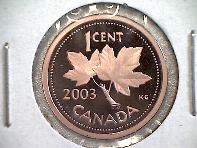 2003 Canadian  Uncirculated Proof one cent coin