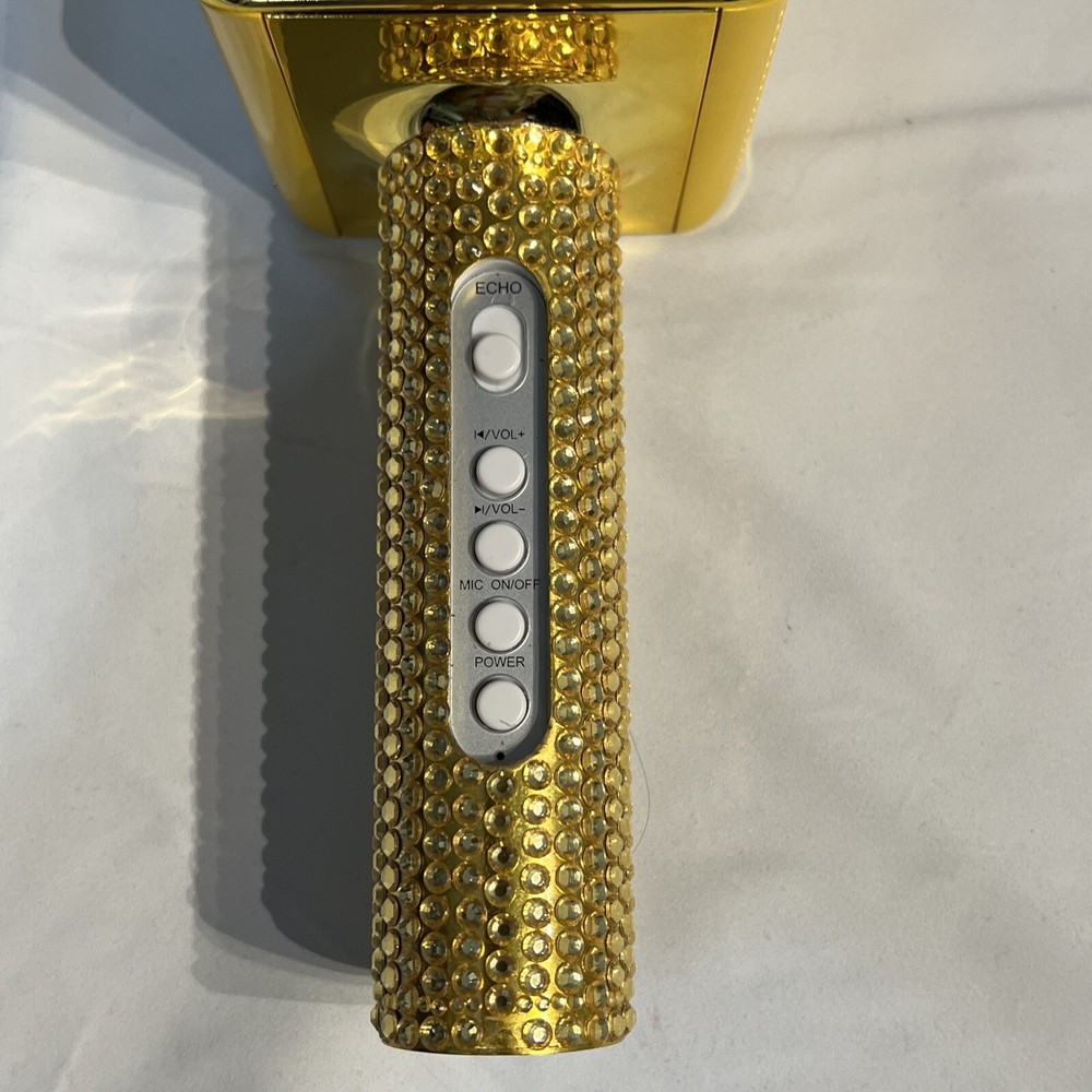 Pop Solo Wireless Bluetooth Karaoke Microphone & Speaker Gold Sparkle