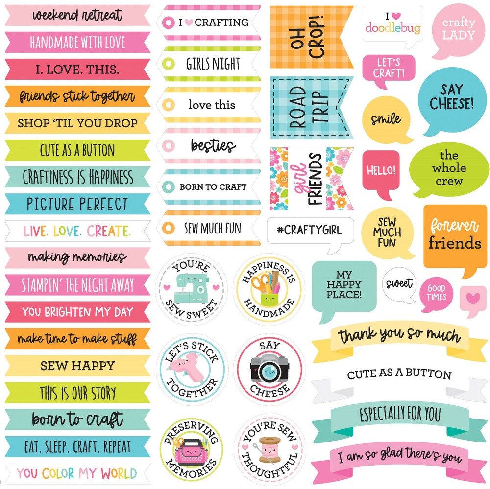 Doodlebug Chit Chat - Cute & Crafty - Ephemera Die Cuts #7273