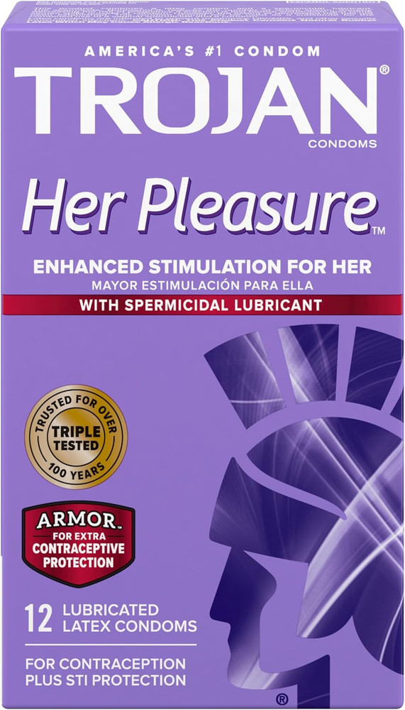 Her Pleasure Sensations Spermicidal Lubricated Condoms, 12Ct