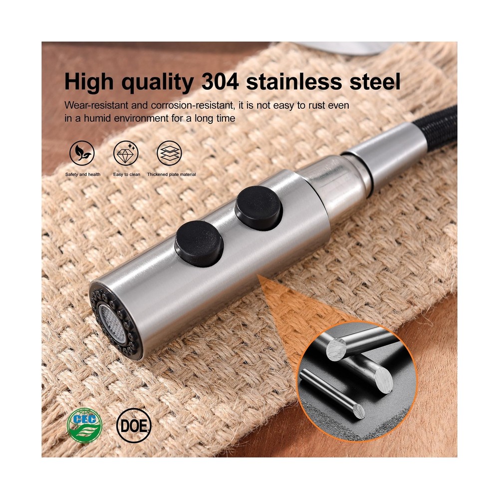 Metal Kitchen Faucet Head Replacement, Pull Down Spray Head with 15 Adapters,...