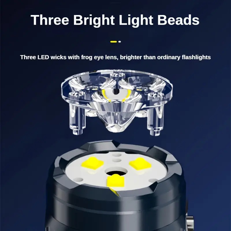 3×Tactical Flashlight Small 3 LED Torch Light Mini Super Bright USB Rechargeable