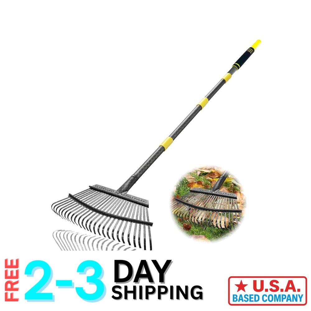 Heavy Duty 6FT Lawn Rake - Ergonomic Adjustable Handle for Ultimate Comfort