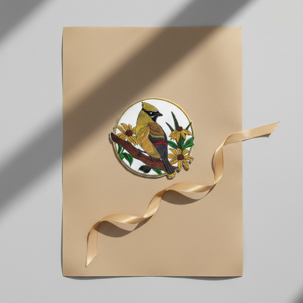 Cedar Waxwing Embroidered Patch