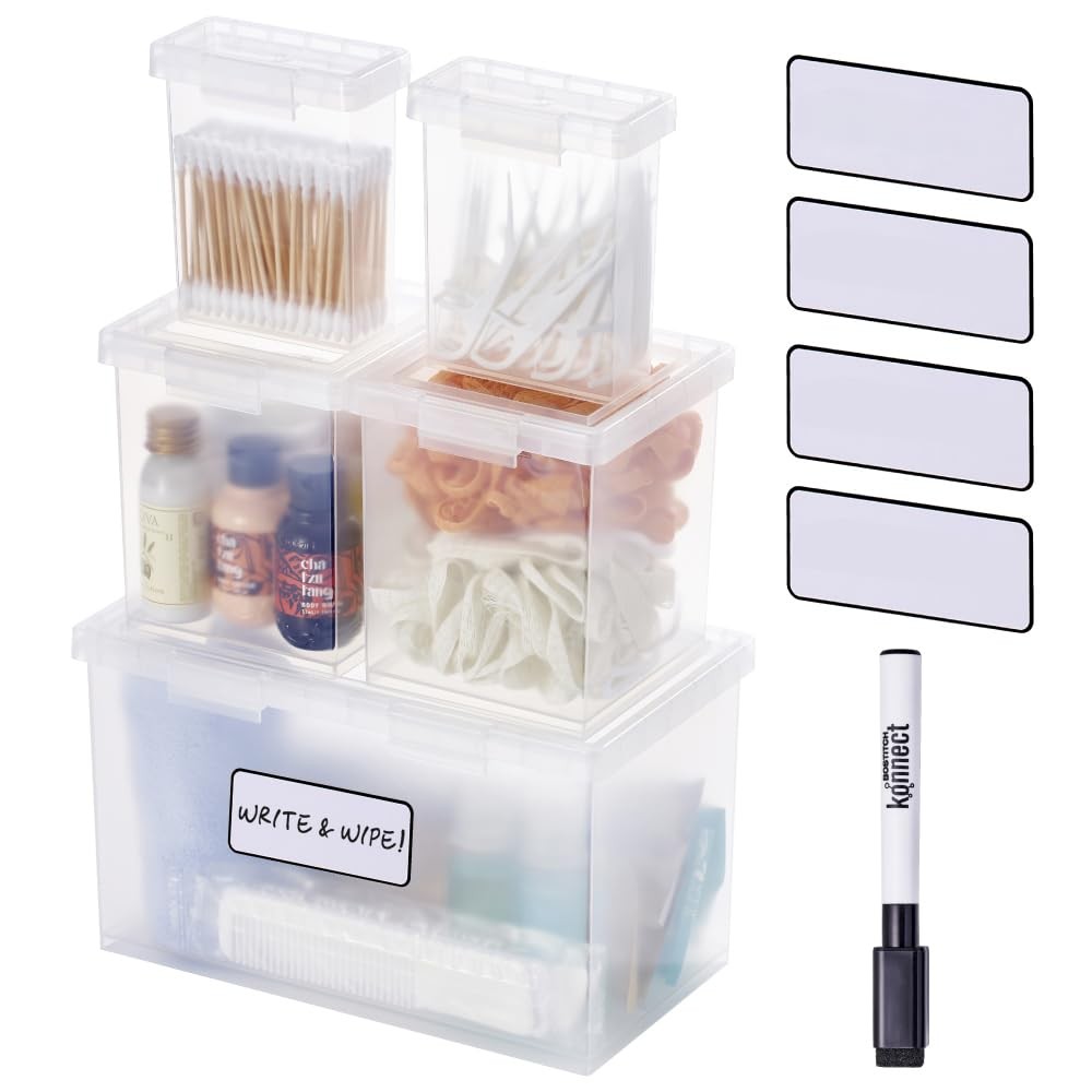 Bostitch Konnect Storage Containers with Lids, Organizer, Combo pack, Clear