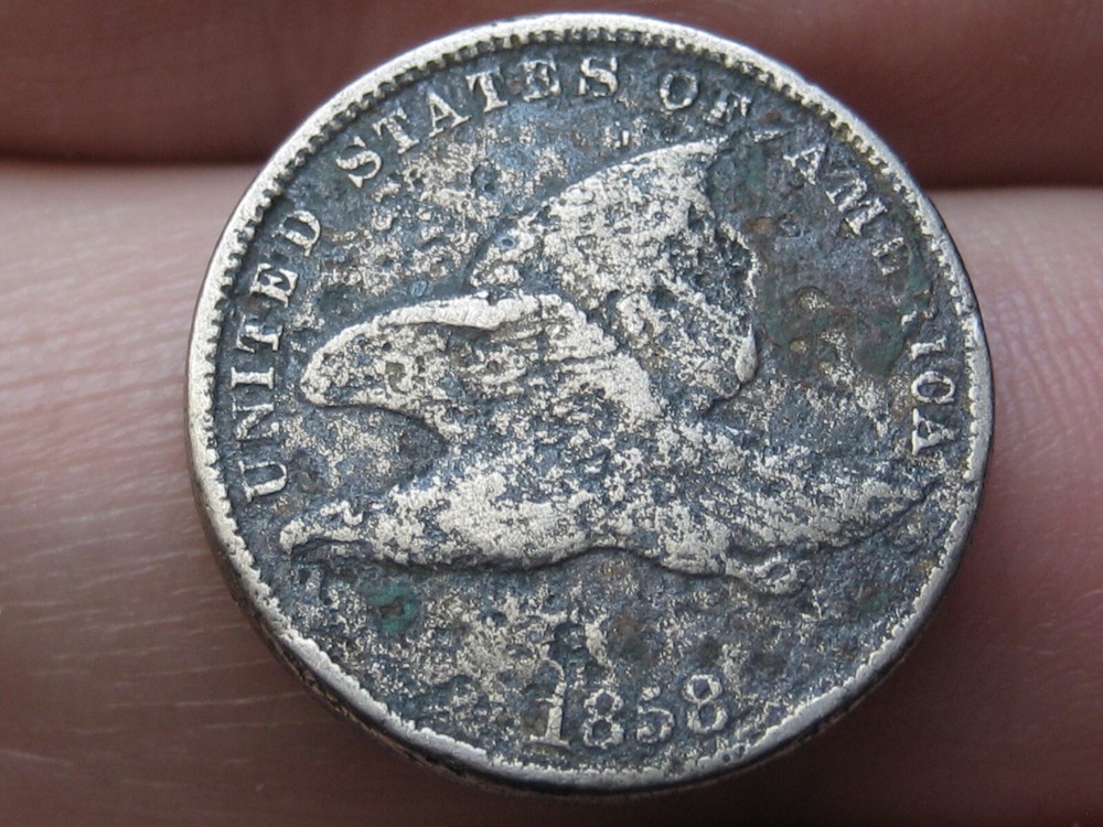 1858 Flying Eagle Penny One Cent, Small Letters, Fine/VF Details
